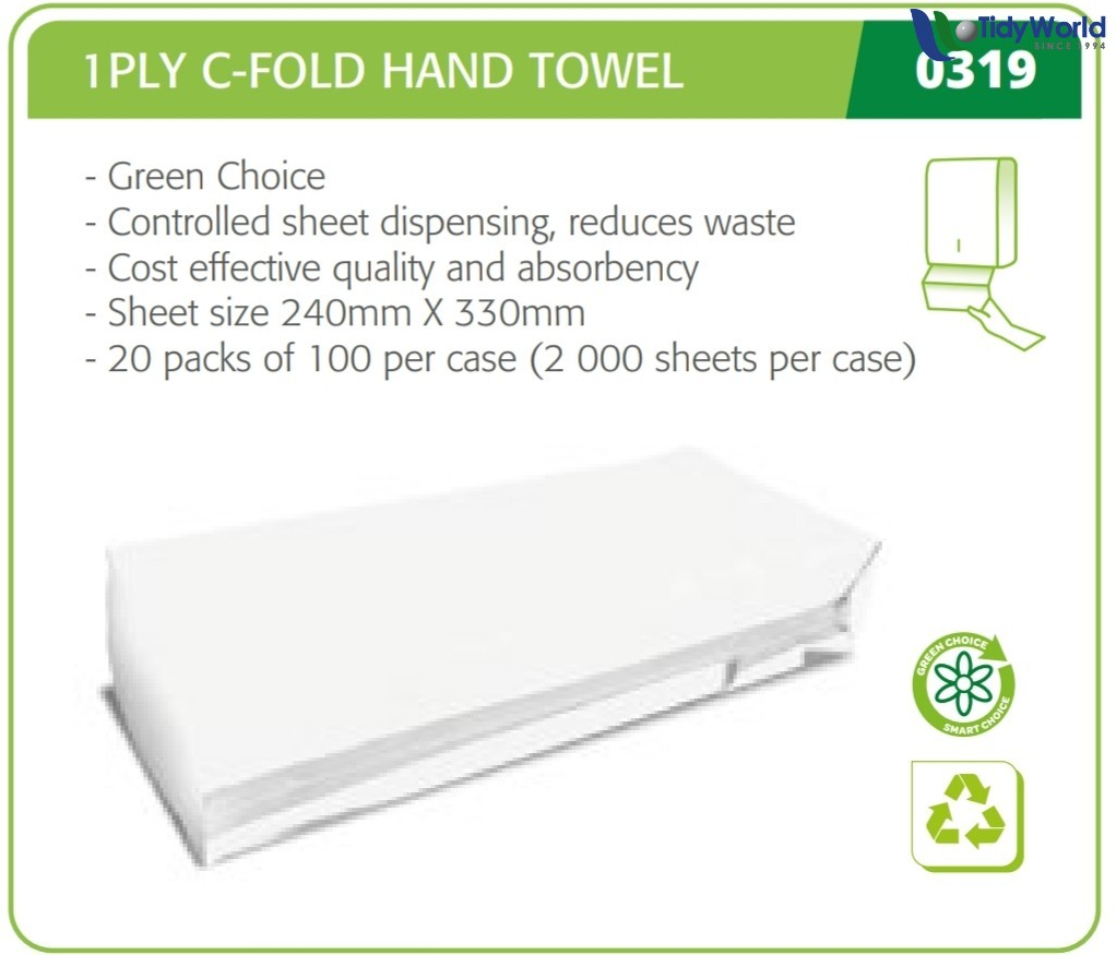 Twinsaver flat folded hand towels – 1 ply – Code 319